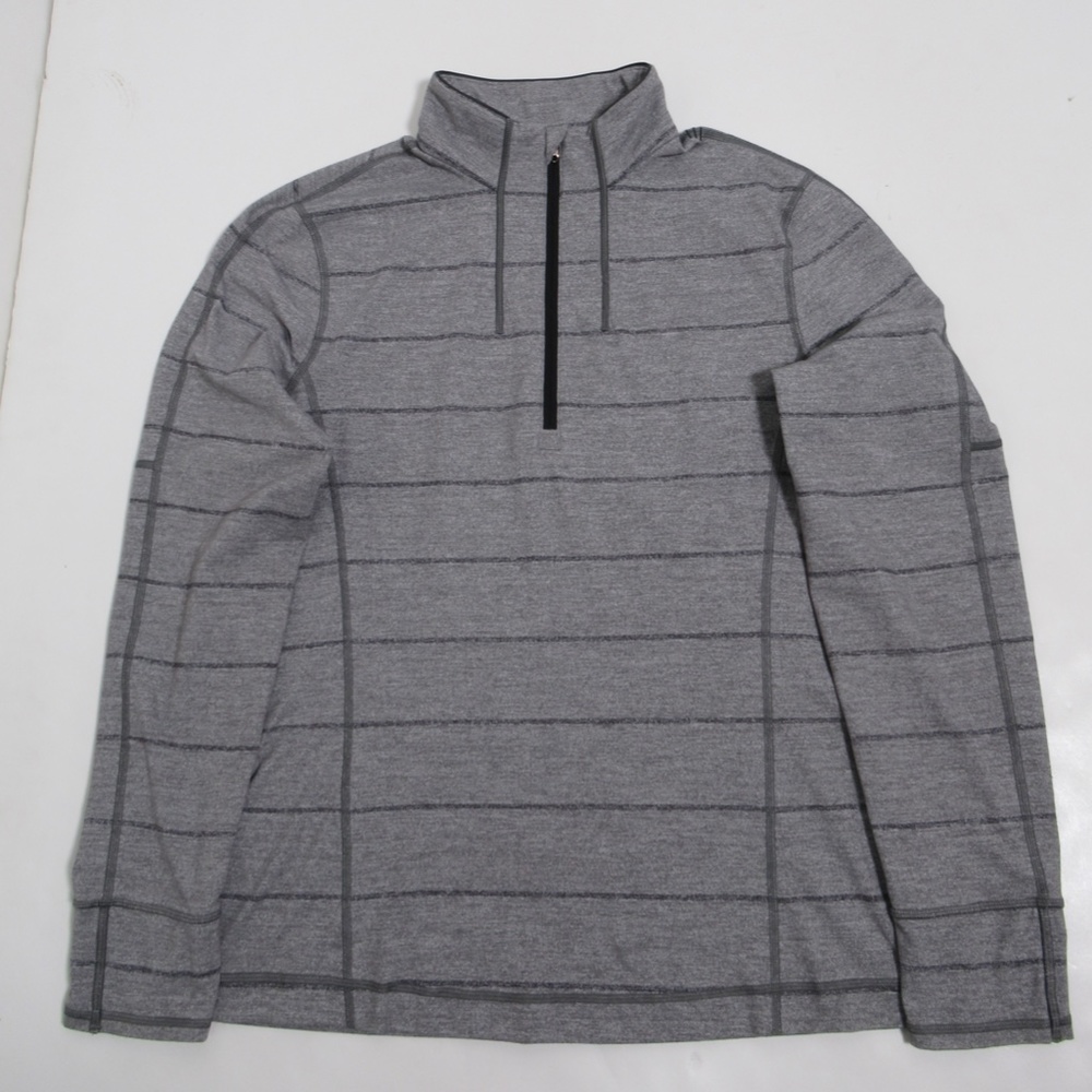 Lululemon Sweat Session 1/2 Zip Hanover Stripe Heathered Black Heathered Slate S